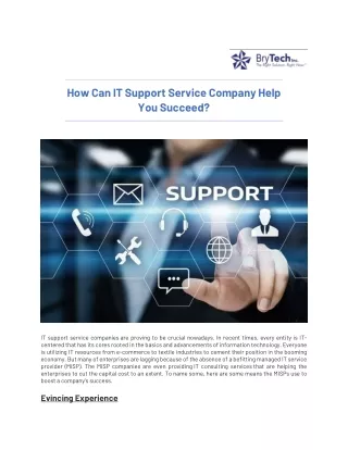 What Is The Contribution Of IT Support Service For Company Succeed