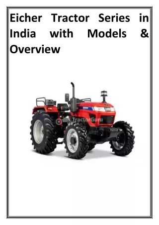 Eicher Tractor Series in India with Models