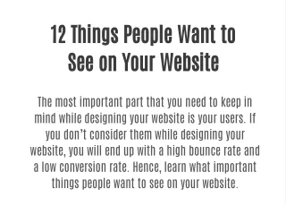 12 Things People Want to See on Your Website