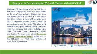 Singapore Airlines Cancelation Poilicy   1-844-868-8033