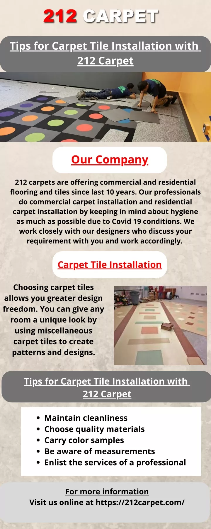 tips for carpet tile installation with 212 carpet