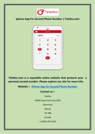 Iphone App For Second Phone Number | Telefeo.com