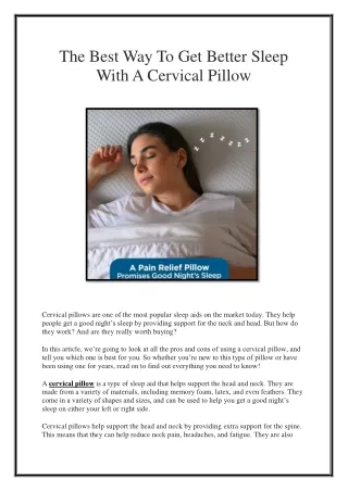 the best way to get better sleep with a cervical
