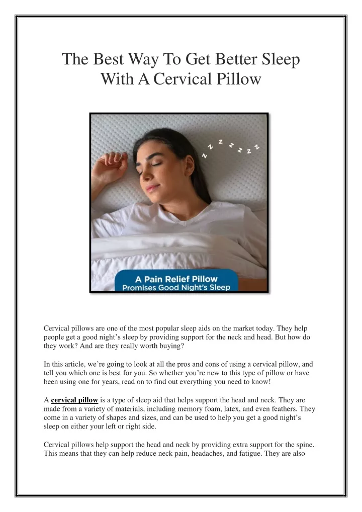 the best way to get better sleep with a cervical