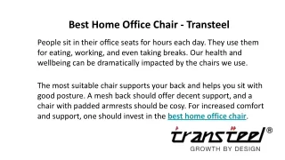 Office Chairs in Chennai, Best Home Office Chair - Transteel