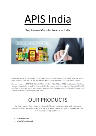 APIS India- Honey Manufacturer in India