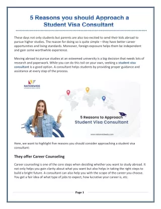 5 Reasons you should Approach a Student Visa Consultant