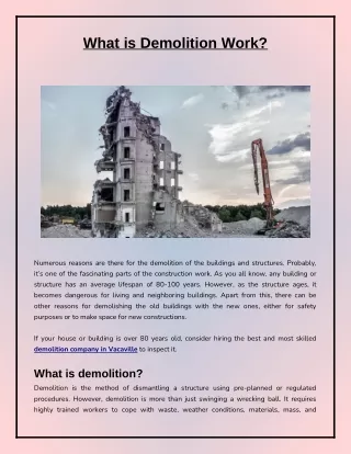 Demolition Work and Process