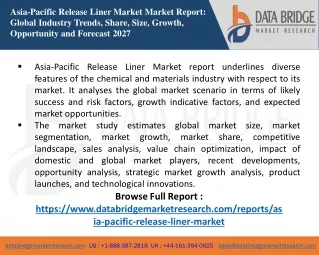 Asia-Pacific Release Liner MaAsia-Pacific Release Liner Marketrket