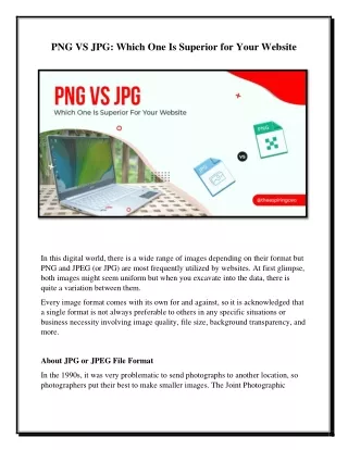 PNG VS JPG Which One is Superior for Your Website