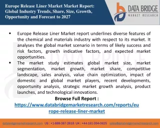 Europe ReEurope Release Liner Marketlease Liner Market