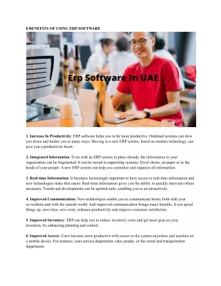 8 benefits of using erp software