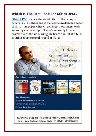 which is the best book for ethics upsc