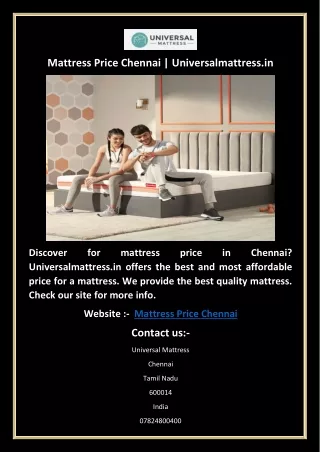 Mattress Price Chennai | Universalmattress.in