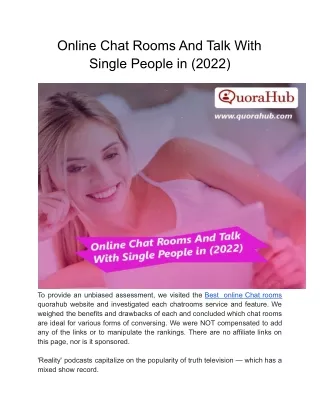 Online Chat Rooms And Talk With Single People in (2022)