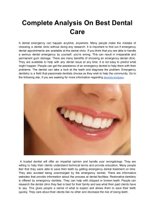 Complete Analysis On Best Dental Care