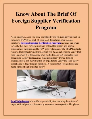 Know About The Brief Of Foreign Supplier Verification Program