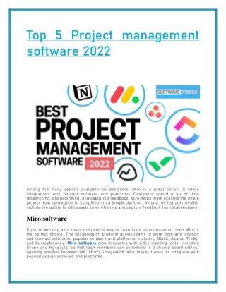 top 5 project management software 2022