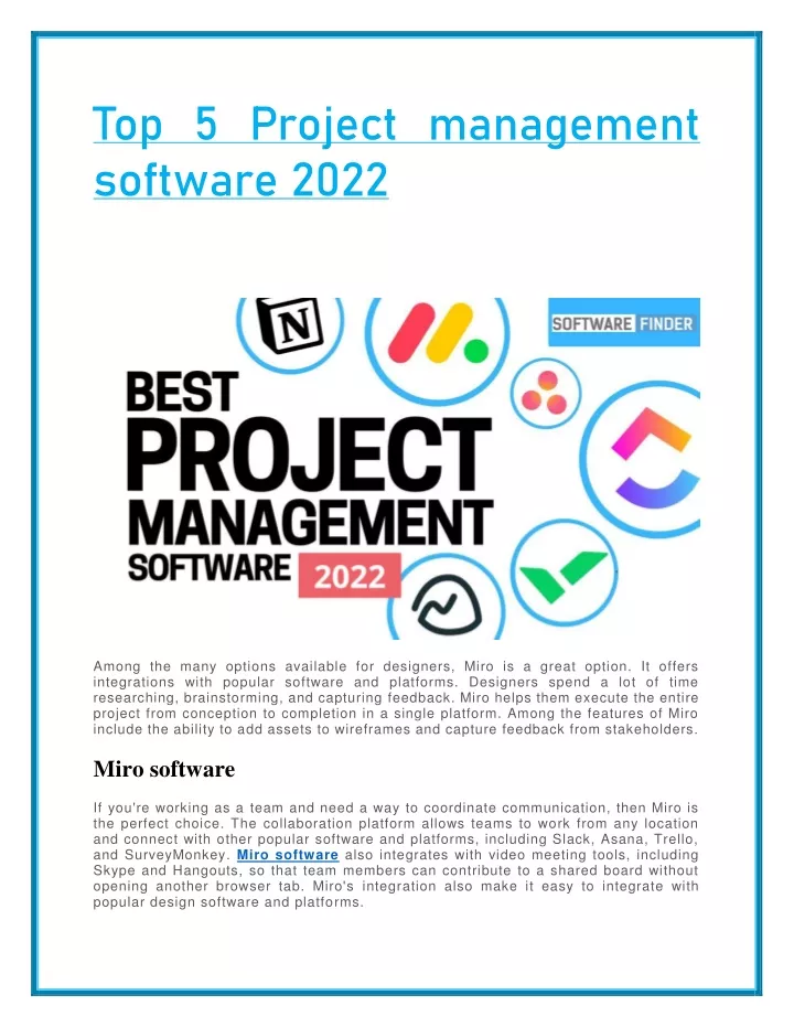 top 5 project management software 2022