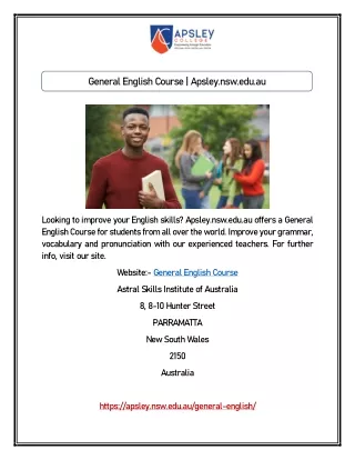 general english course apsley nsw edu au