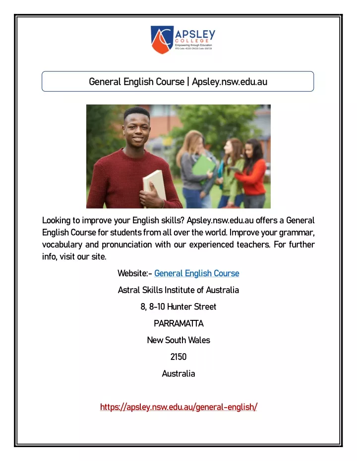 general english course apsley nsw edu au
