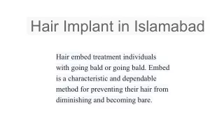 Hair Implant in Islamabad