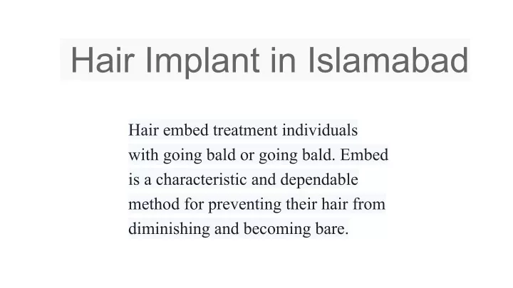 hair implant in islamabad