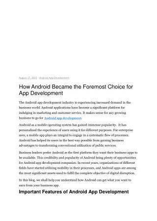 How Android Became the Foremost Choice for App Development
