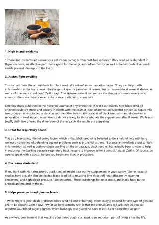 8 Health advantages of black seed oil
