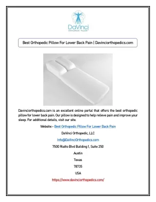 Best Orthopedic Pillow For Lower Back Pain | Davinciorthopedics.com