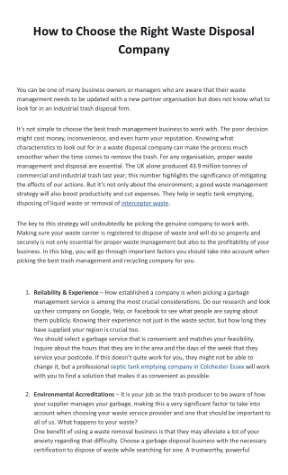 How to Choose the Right Waste Disposal Company