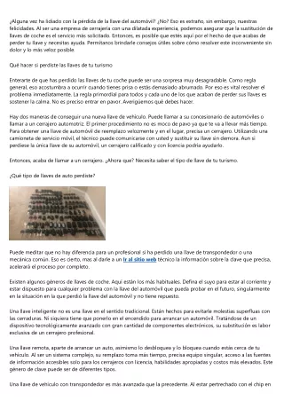 Cosas que debe hacer si ha extraviado las llaves del vehículo
