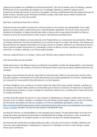 ¿Qué hacer si he perdido las llaves de mi turismo y no tengo otras de repuesto?