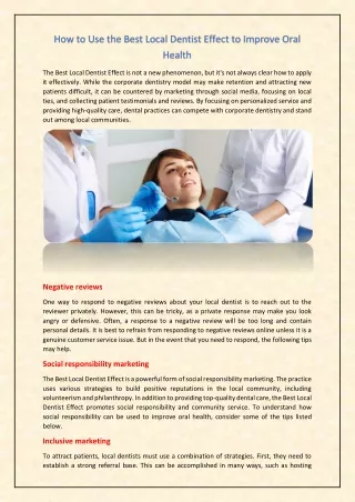 how to use the best local dentist effect