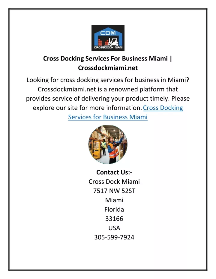 cross docking services for business miami