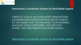 Transaction Coordinator System for Real Estate Agents | Crispctc.com