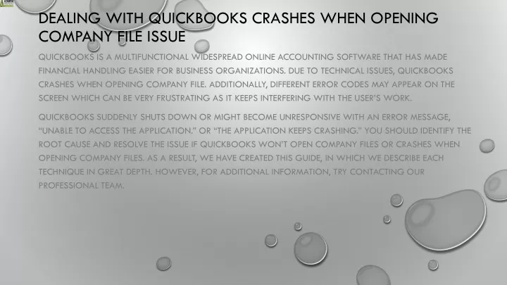 dealing with quickbooks crashes when opening company file issue