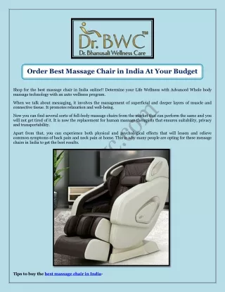 Order Best Massage Chair in India At Your Budget