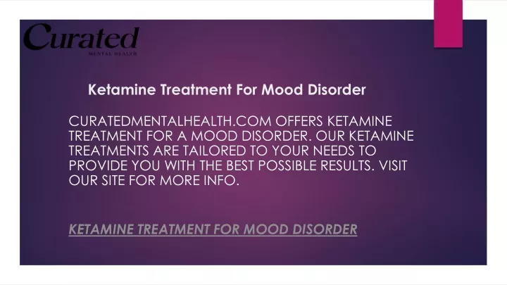 ketamine treatment for mood disorder