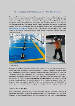 About Coating and Flooring System – The Best is Epoxy