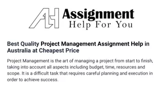 best quality project management assignment help