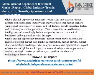 global alcohol dependency treatment market report