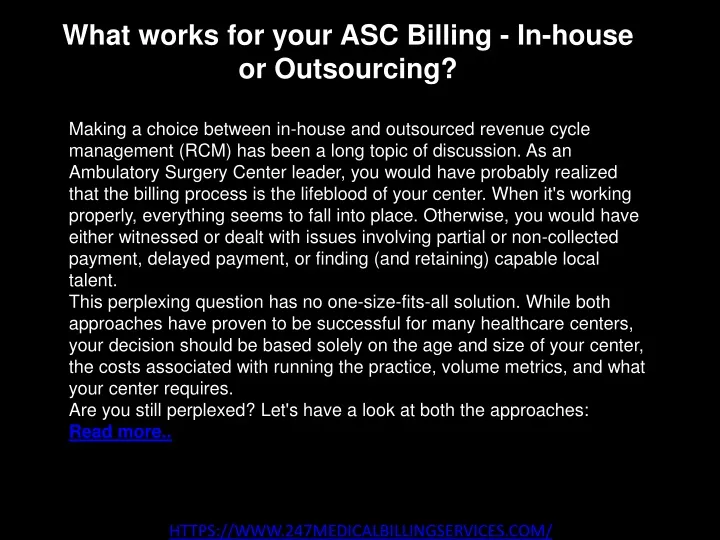 what works for your asc billing in house