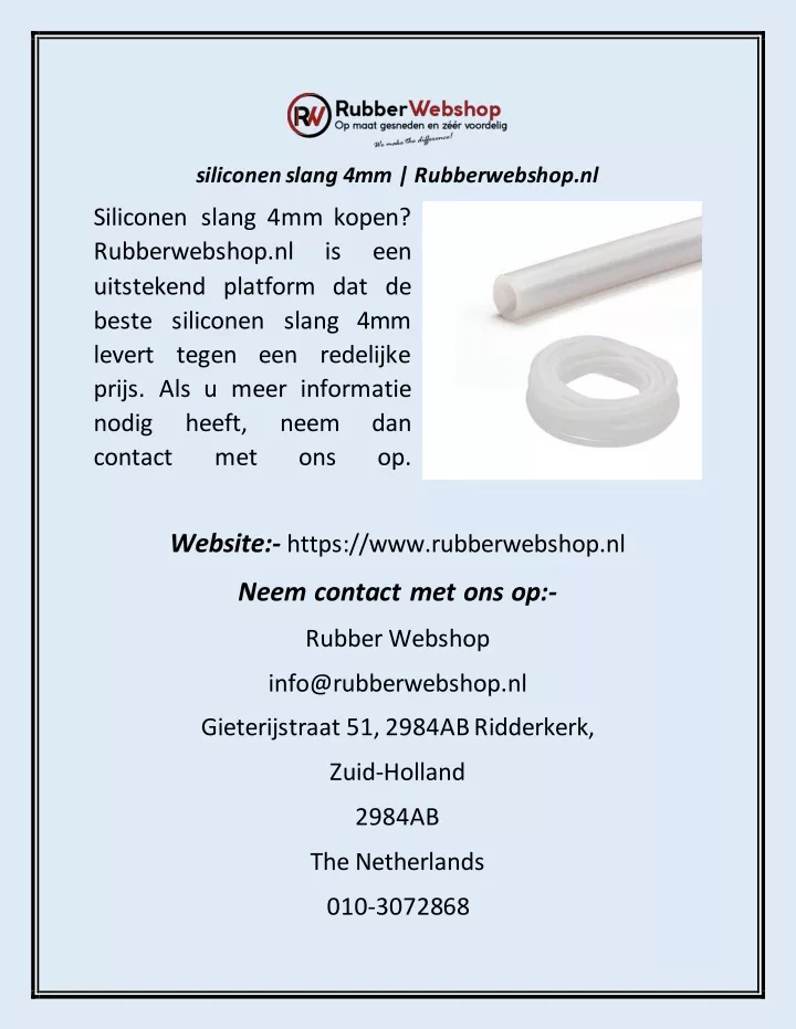 siliconen slang 4mm rubberwebshop nl