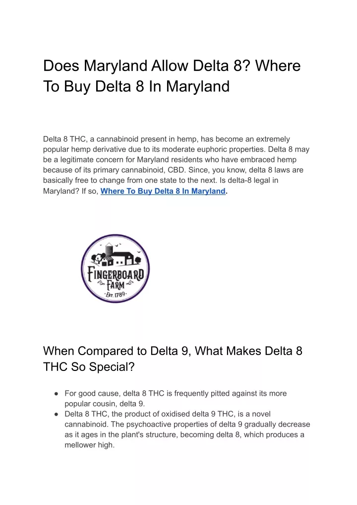 does maryland allow delta 8 where to buy delta