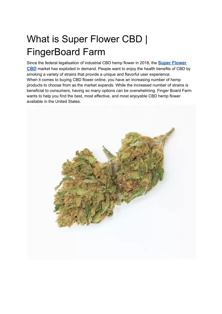 what is super flower cbd fingerboard farm