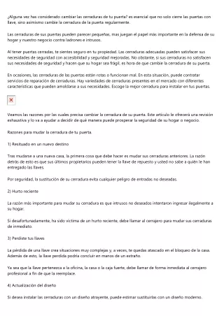 ¿¿Cuándo y por qué hay que? cambiar la cerradura de la puerta principal?