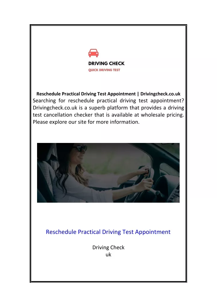 reschedule practical driving test appointment