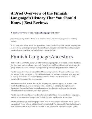 A Brief Overview of the Finnish Language’s History That You Should Know _ Best Reviews