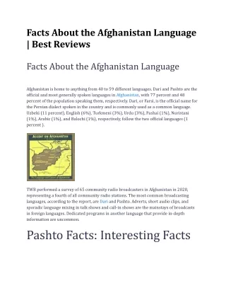 Facts About the Afghanistan Language _ Best Reviews
